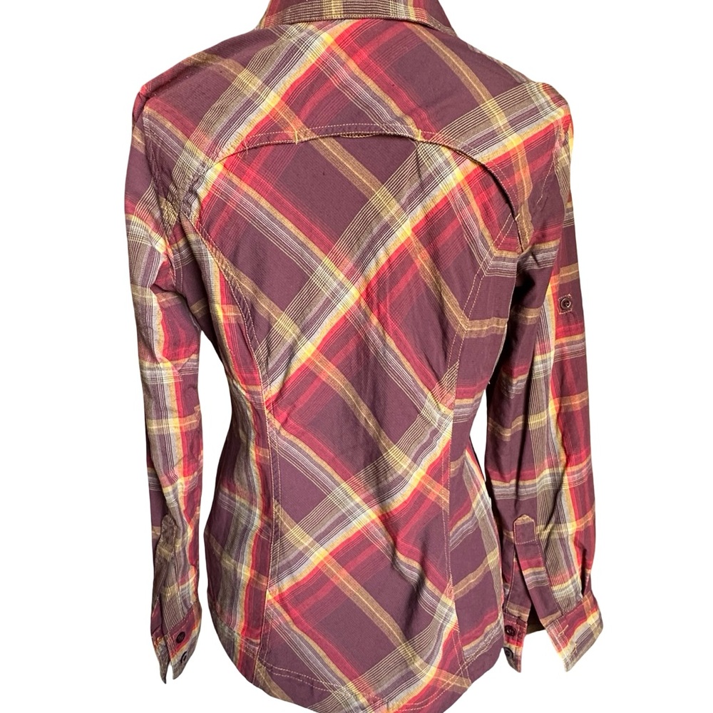 Columbia Women's Plaid Button-Up Shirt - Red and Yellow - Picture 2 of 3